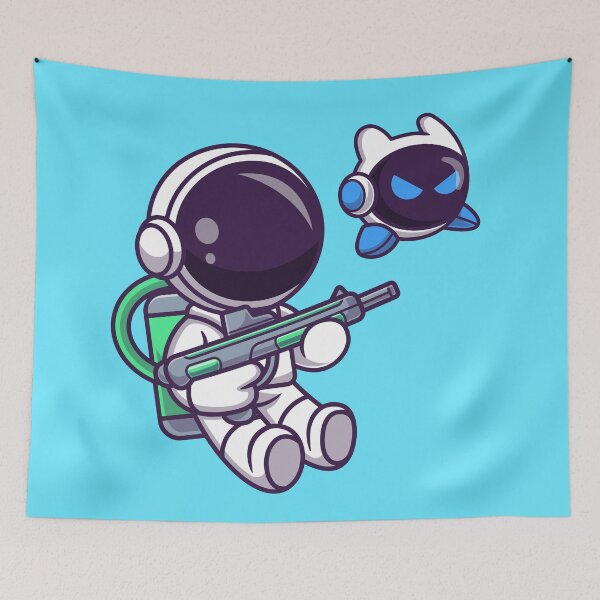 Item preview, Cute Astronaut and Robot Duo in Space Cartoon Icon designed and sold by hjian8219.