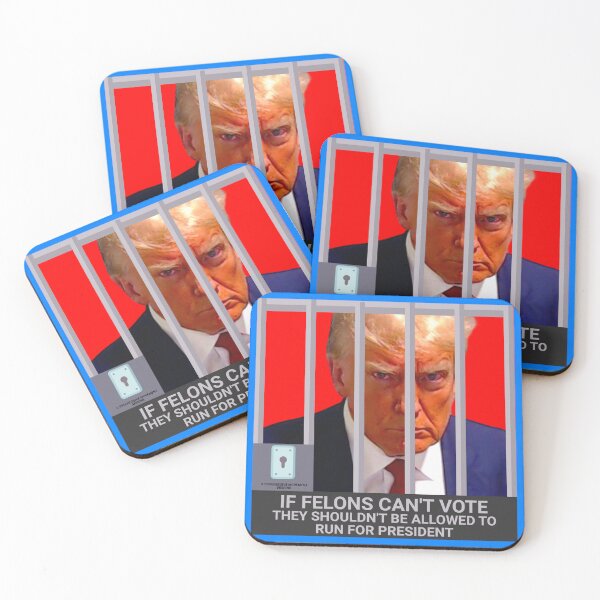 Item preview, PMD01039 Progressive Movement Designs Trump Mugshot If Felons Can't Vote design for liberal Democrat resistance against bigotry, for liberals Democrats or progressives against hate designed and sold by ProgressiveLeft.