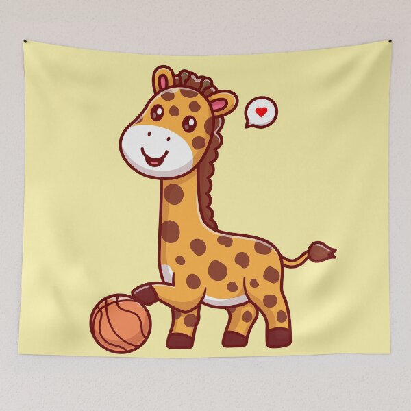 Item preview, Cute Giraffe Playing Basketball Cartoon Icon designed and sold by hjian8219.