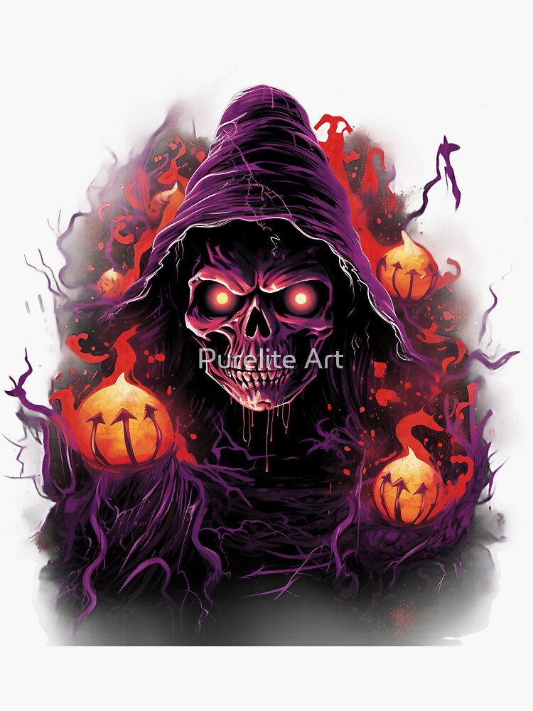 Halloween Fire Skull Head | Sticker