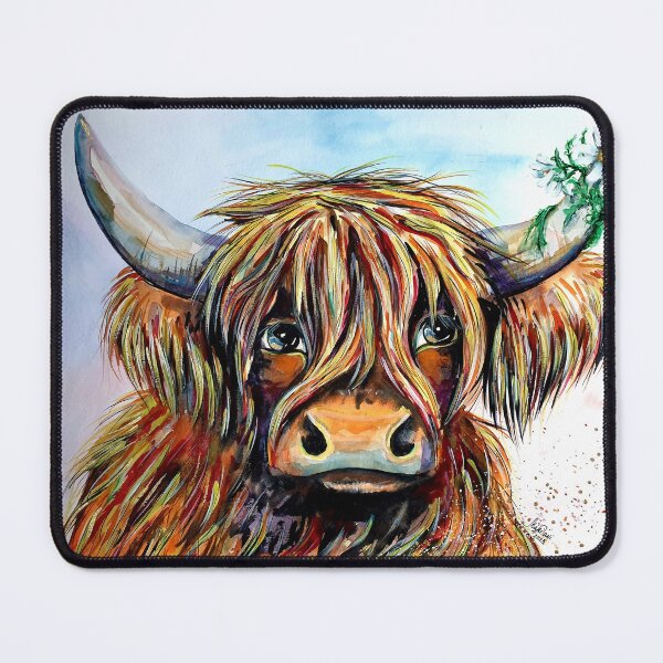 Item preview, Highland cow, watercolour painting by Marina Daniluka designed and sold by MariDaniArt.