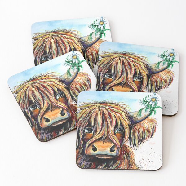 Item preview, Highland cow, watercolour painting by Marina Daniluka designed and sold by MariDaniArt.