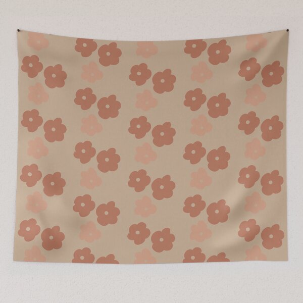 Artikelvorschau, Hautbraun Khaki Beige Retro Jumbo Flower Power Abstraktes zeitgenössisches Muster entworfen und verkauft von ZodiacGradient.
