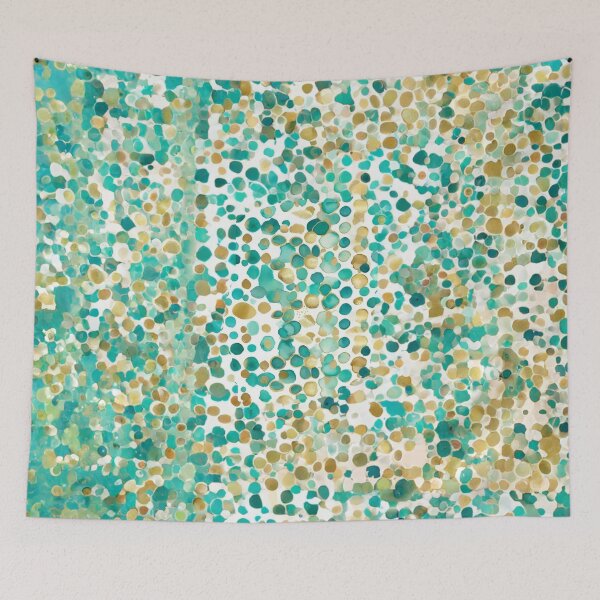 Item preview, Elegant Stylish Teal And Golden Pattern Watercolor Polka Dots designed and sold by Moonsiess.