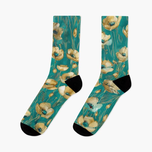 Item preview, Beautiful Elegant Teal And Golden Pattern Poppies designed and sold by Moonsiess.