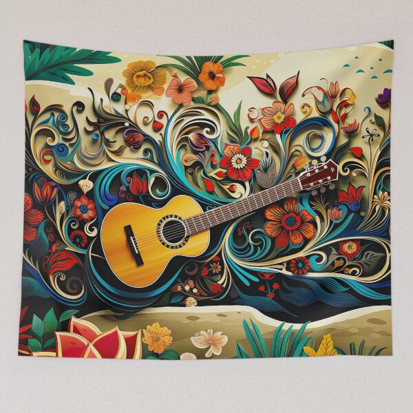 Item preview, Floral Guitar: Melodic Blooms designed and sold by Nange and Gabe.