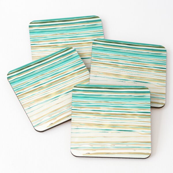 Item preview, Watercolor Pastel Stripes Teal And Golden Pattern designed and sold by Moonsiess.
