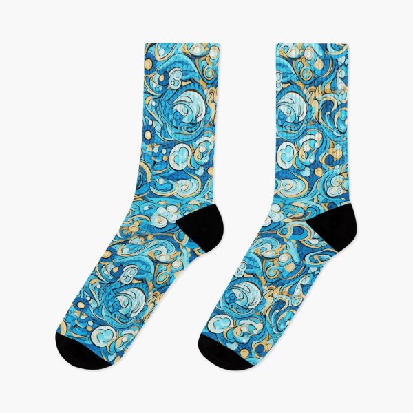 Item preview, Blue and Gold Abstract Pattern, Shimmering Metallic Waves designed and sold by holistech.