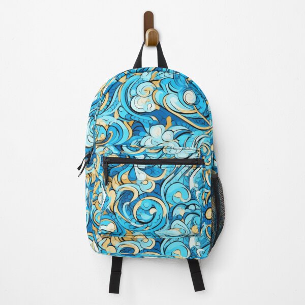 Item preview, Blue and Gold Abstract Pattern, Shimmering Metallic Waves designed and sold by holistech.