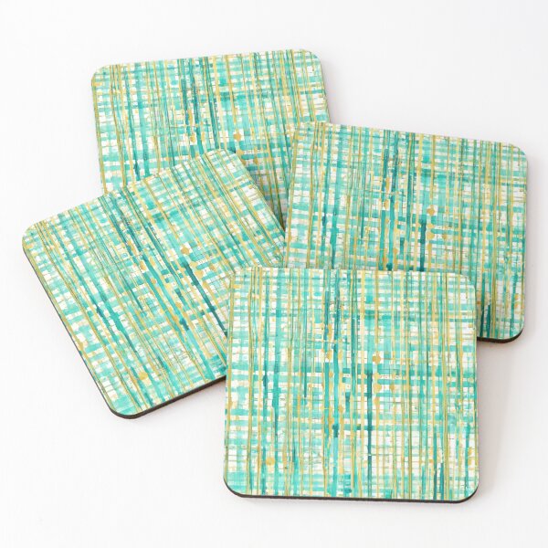 Item preview, Watercolor Teal And Golden Pattern Stylish White Stripes designed and sold by Moonsiess.