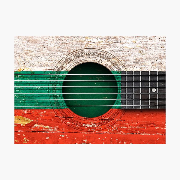 Item preview, Old Vintage Acoustic Guitar with Bulgarian Flag designed and sold by JeffBartels.