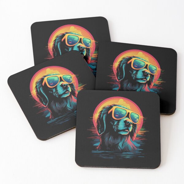Item preview, Canine in Sunglasses with Retro Wave designed and sold by eyestetix.