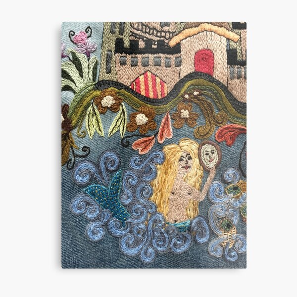 Mermaid with Mirror Metal Print