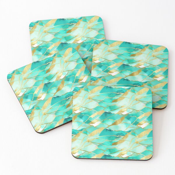 Item preview, Teal And Golden Pattern - Marble Design Gold Effect  designed and sold by Moonsiess.