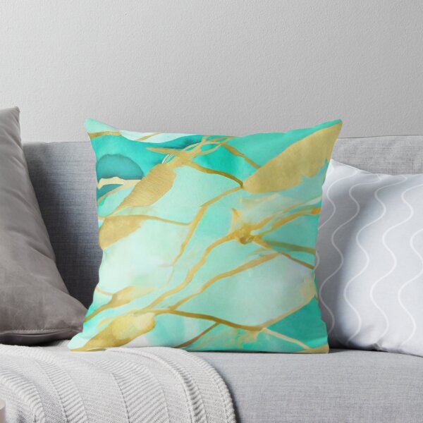 Item preview, Teal And Golden Pattern - Marble Design Gold Effect  designed and sold by Moonsiess.