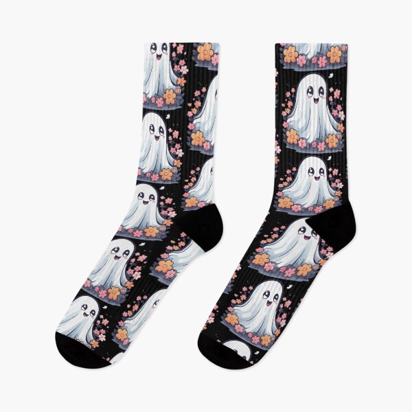Item preview, Kawaii Halloween Ghost in Floral Garden designed and sold by Ridaelb.