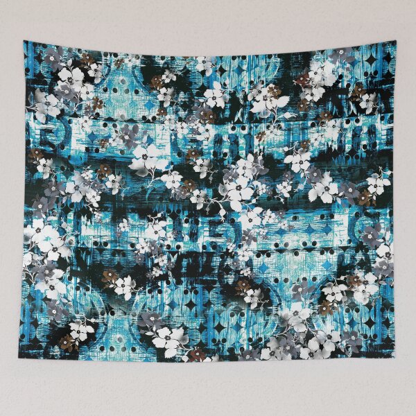 Item preview, tie-dye, blue, flower, florals, boho, ethnic, black, pattern designed and sold by mintdiamond21.