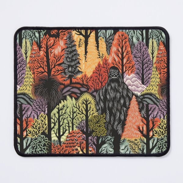 Item preview, linocut colorful bigfoot designed and sold by Brainless Art.