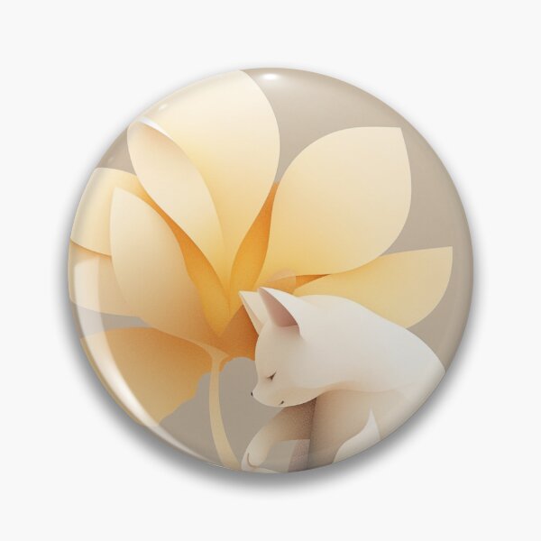 Item preview, Cute Kitten & Abstract Flower in Light Black & Beige -  Cartoon Art designed and sold by PaintbrushPlace.
