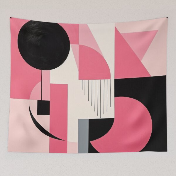 Item preview, Bold & Colorful Abstract Geometric Design in Black & Pink designed and sold by PaintbrushPlace.
