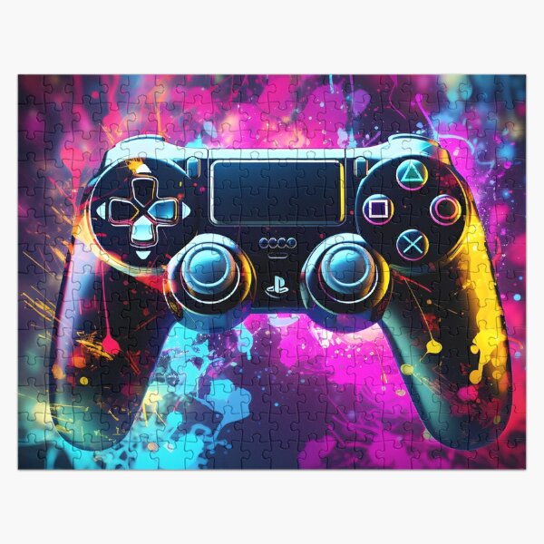 Abstract Neon Art PS4 Controller  Jigsaw Puzzle