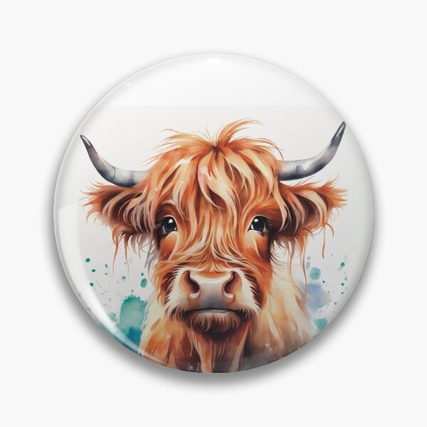Vista previa del artículo con la obra «Adorable ilustración de acuarela de una vaca de las Tierras Altas», diseñado y vendido por AllOfUsOrNone.