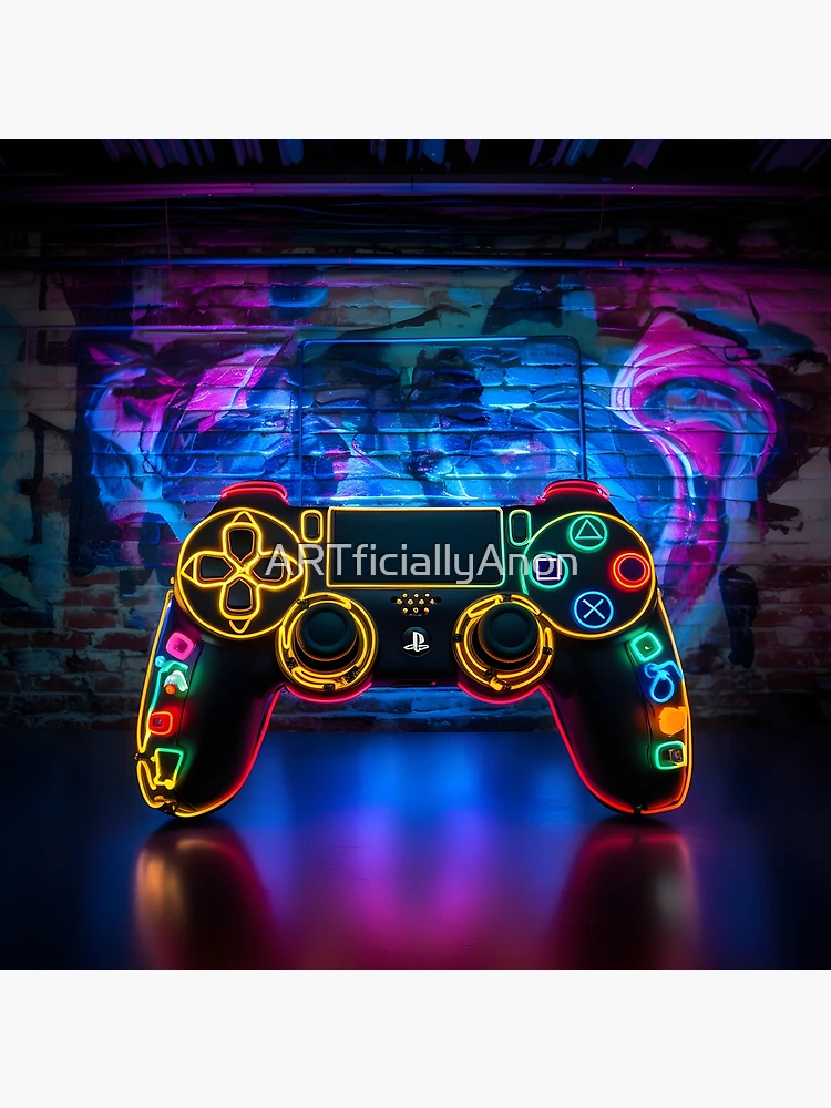 Abstract Neon Game controller art design digital download png file