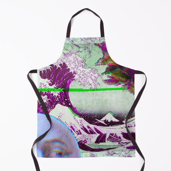 Item preview, The Great Wave of Kanagawa Glitched Collage Flower Moon Retro Vintage 1980s Vibes designed and sold by marie-inks.