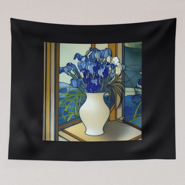 Item preview, Blue and White Irises in a Cream Vase 	 designed and sold by vchrrmnbnql51.