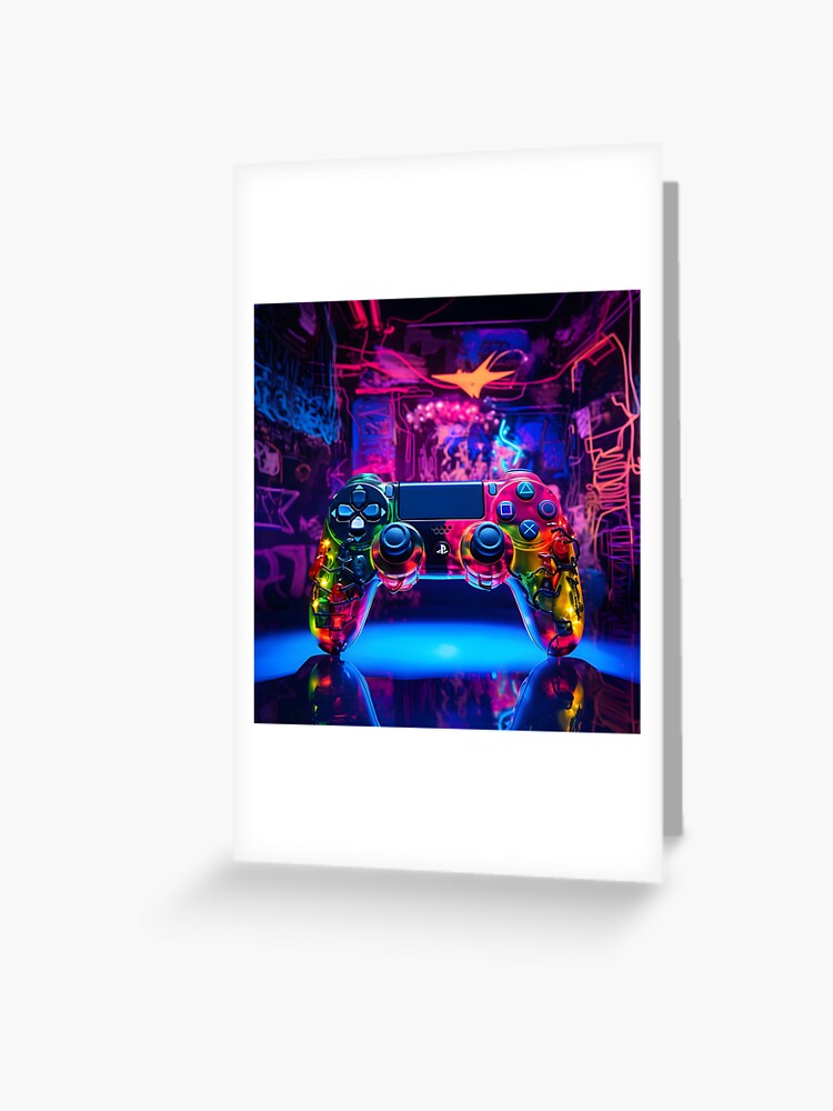 Abstract Neon Art PS4 Controller  Greeting Card for Sale by  ARTficiallyAnon