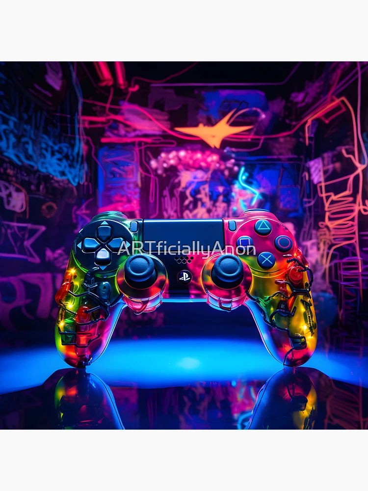 Sticker mural gamer noir avec manette PS4