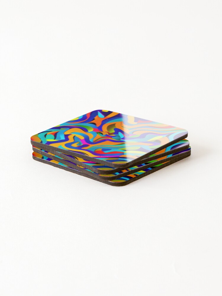 Thumbnail 4 of 5, Coasters (Set of 4), Abstract Colorful Ribbon Pattern designed and sold by calibrit.