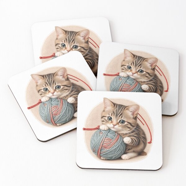 Item preview, Cute Cat with yarn ball designed and sold by VintagesRevival.