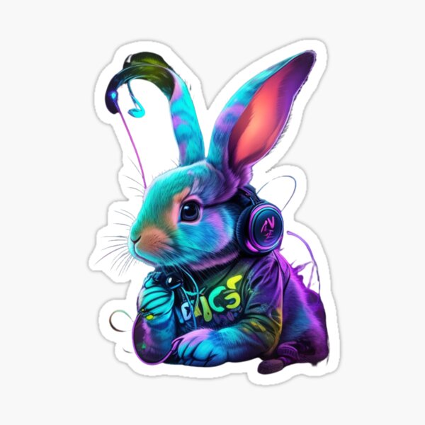 Miffy bunny with headphones  Sticker for Sale by rxssal