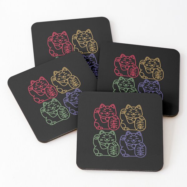 Item preview, Maneki neko Japanese lucky cat in 4 colors designed and sold by hanabiprints.