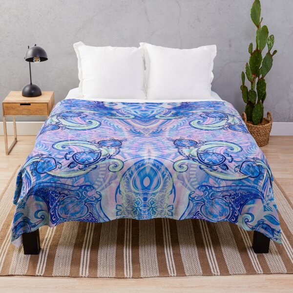 Item preview, Vintage Blue And Purple Tribal Manta Ray And Honu Ocean Spray Watercolor designed and sold by sunnthreads.