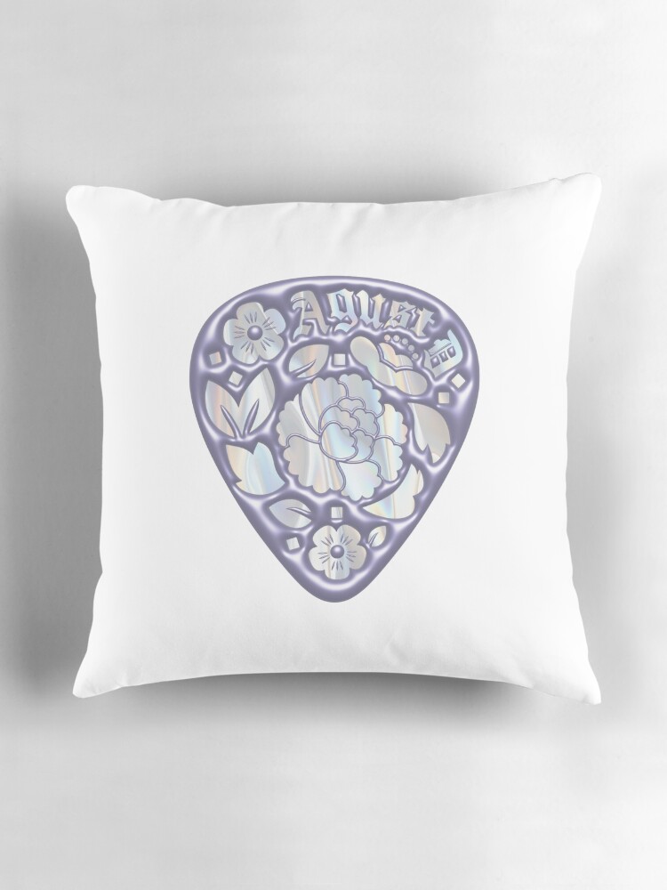 Cojín for Sale con la obra «Agust D Púa de guitarra Lotus Púrpura