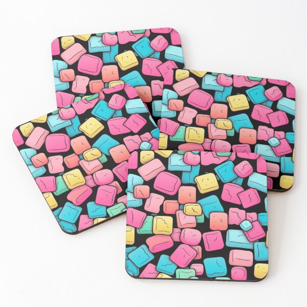 Item preview, Colorful fantasy pattern yellow pink turquoise blue black ornaments Candy designed and sold by G-M-Designs.