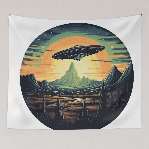 Item preview, flying saucer over the desert designed and sold by abmkf.