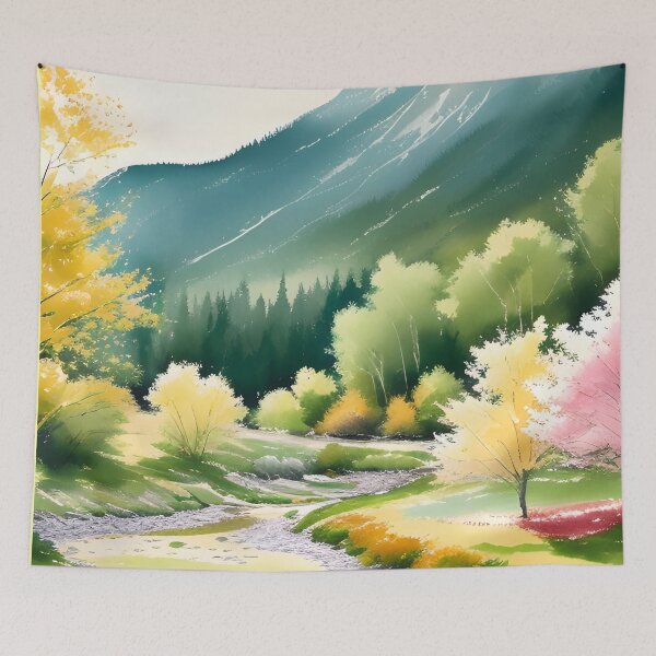 Item preview, Watercolor Mountain Landscape - Impressionism and Chinese painting designed and sold by joejiing.