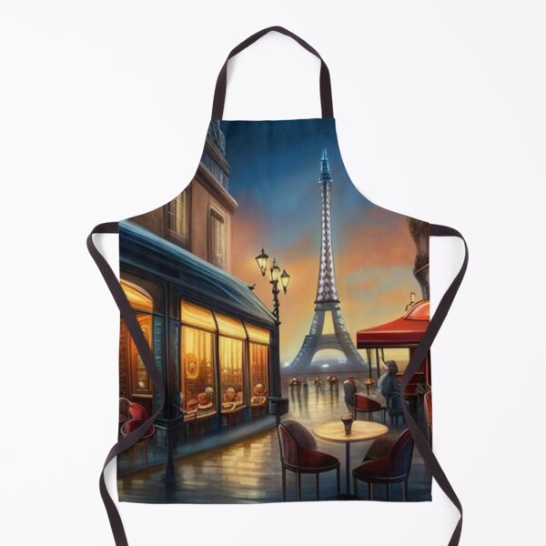 Item preview, Paris café and restaurant scene at night with Eiffel Tower in background designed and sold by JackFreestone.