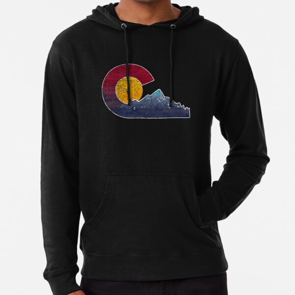 Colorado Flag Themed Mountain Scenery Lightweight Hoodie