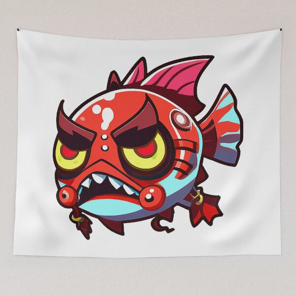 Item preview, angry red fish designed and sold by wlestakaviana.