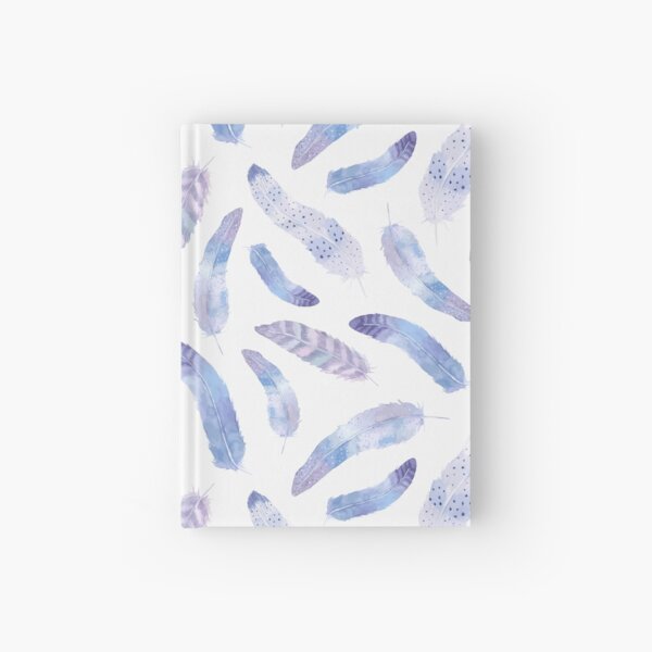 Purple and White Boho Feathers Hardcover Journal