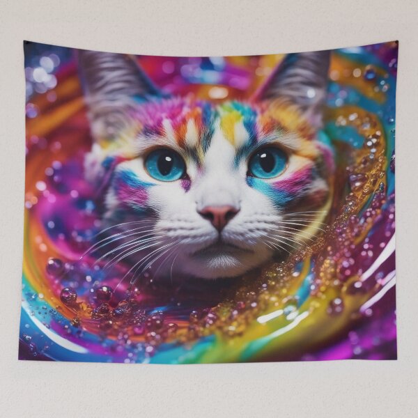 Item preview, Cat in the swirl of colors designed and sold by Girih.