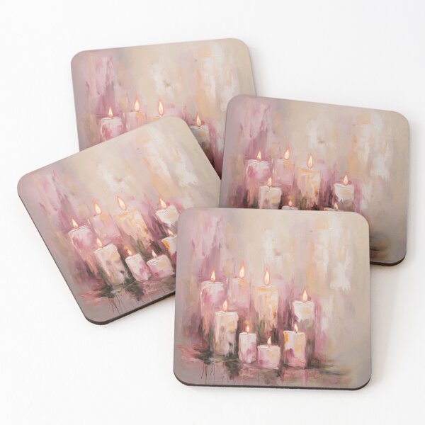 Artikelvorschau, Kokettes ästhetisches Vintage-Gemälde mit rosa Kerzen entworfen und verkauft von Coquette Art.