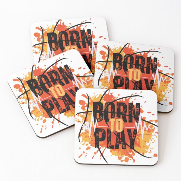 Item preview, Black Orange Yellow Modern Born To Play Basketball  designed and sold by Artistic Designs ⭐⭐⭐⭐⭐.