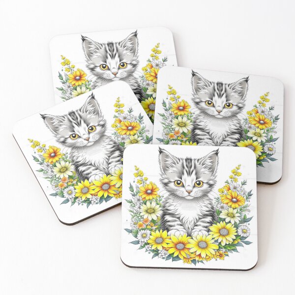 Item preview, Cat and Flowers designed and sold by Byreign.