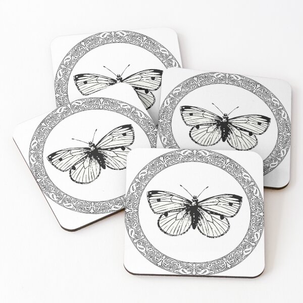 Item preview, Cream Black Elegant Vintage Butterfly Pattern Circle  designed and sold by Artistic Designs ⭐⭐⭐⭐⭐.