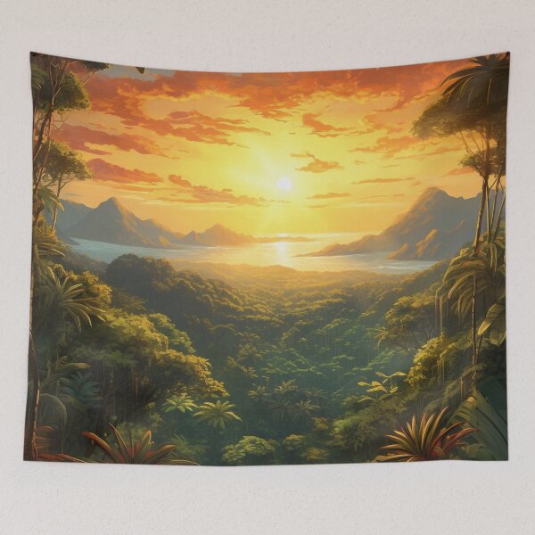 Item preview, Canopy's Embrace - Sunset Over Jungle designed and sold by OdysseyArtworks.